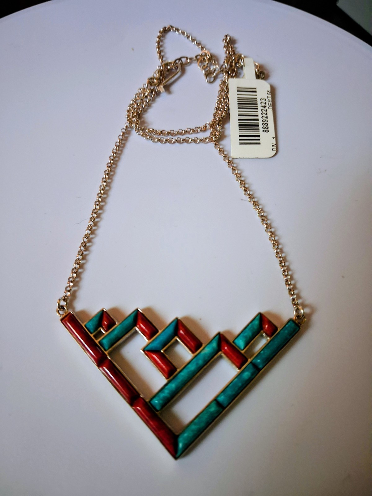 Jay King Gallery Collection TurquoiseRed Coral InlayChain Necklace 20-1/2″L 9.25