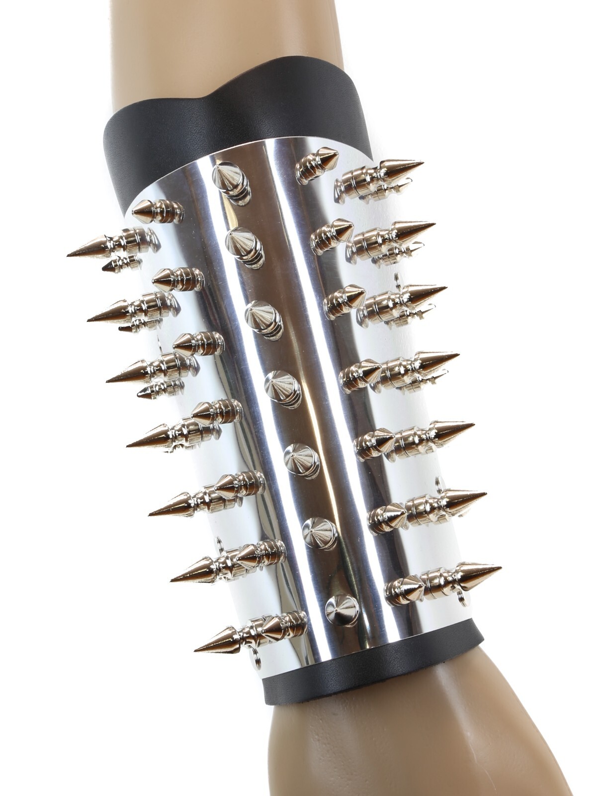 Metal Plate 1″ Spike Gauntlet Bracer Genuine Leather Heavy Metal By Funkplus