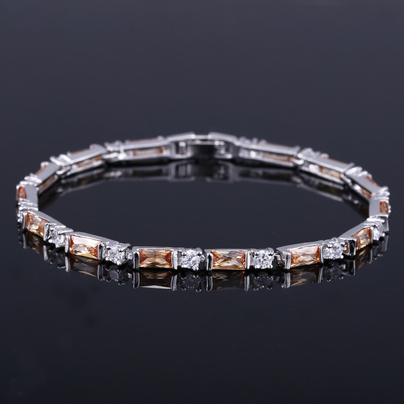 Silver Plated Fashion CZ Red Green Blue Crystal Charm Tennis Bracelets for Women
