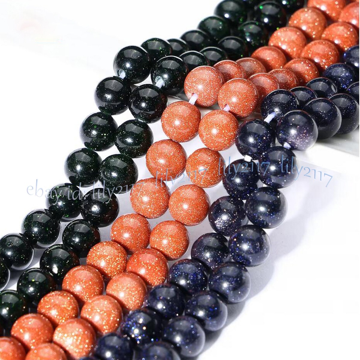 Natural Blue Gold Green Sandstone Round Gemstone Loose Beads Jewelry Making 15”