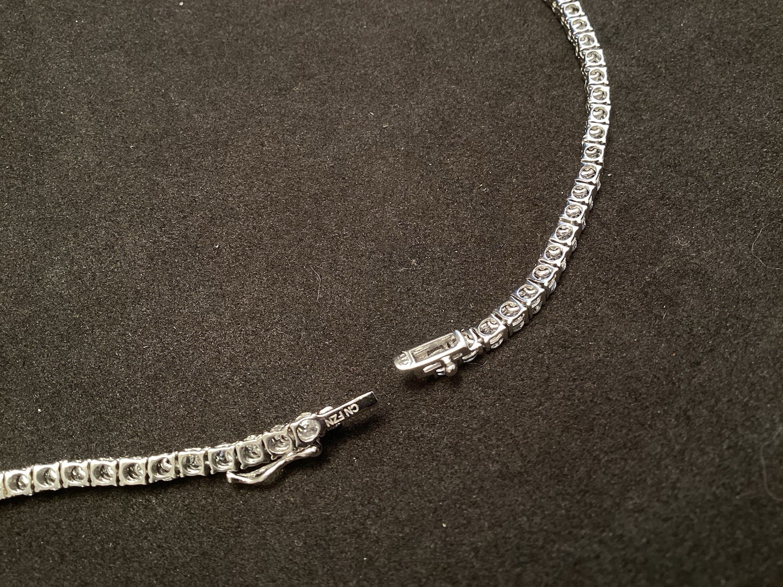Fuzion Creations 925 Sterling White Quartz Tennis 3-8mm Graduated Necklace 18”