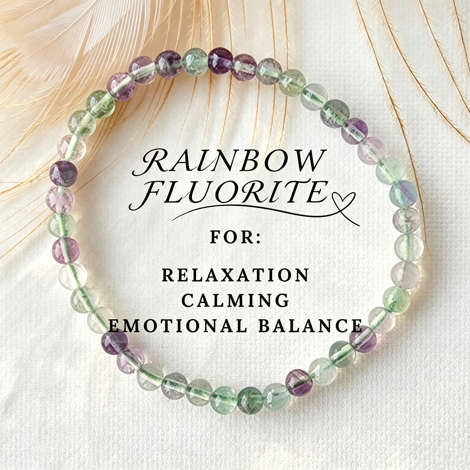 Rainbow Fluorite Stretch Beaded Bracelet Natural Crystal Jewelry Wrist Gems Gift