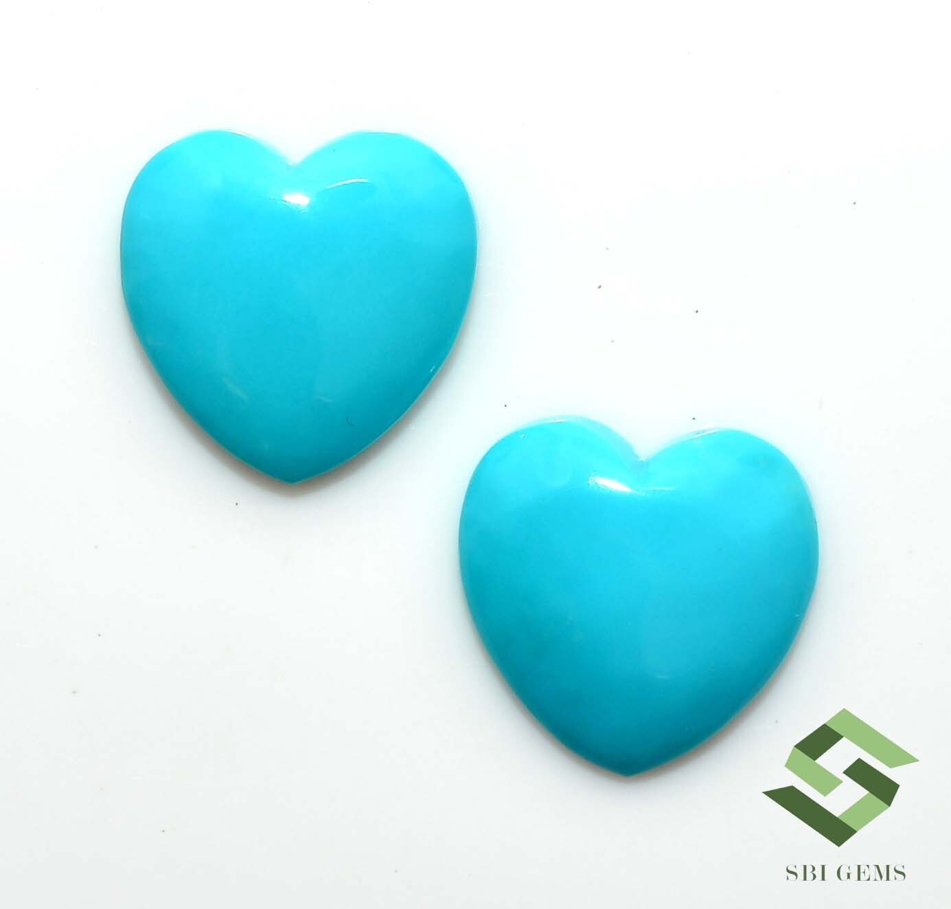 12×12 mm Natural Turquoise Heart Shape Cabochon Pair 6.81 CTS Loose Gemstones