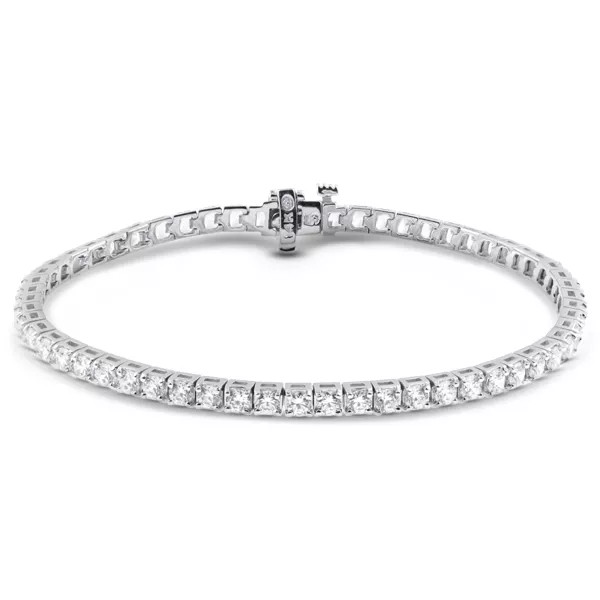 Tennis Bracelet Solid 14K Gold Classic Round 3.25 Carat Lab-Grown Diamond E VVS2