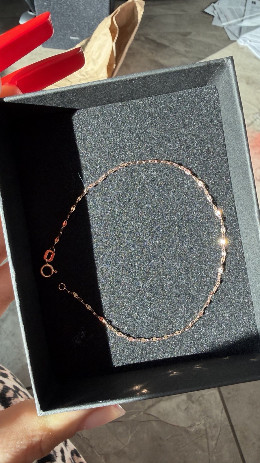 10K Solid Rose Gold Bracelet 6.3 Inch 1.3mm Diamond Cut Chain Mirror link