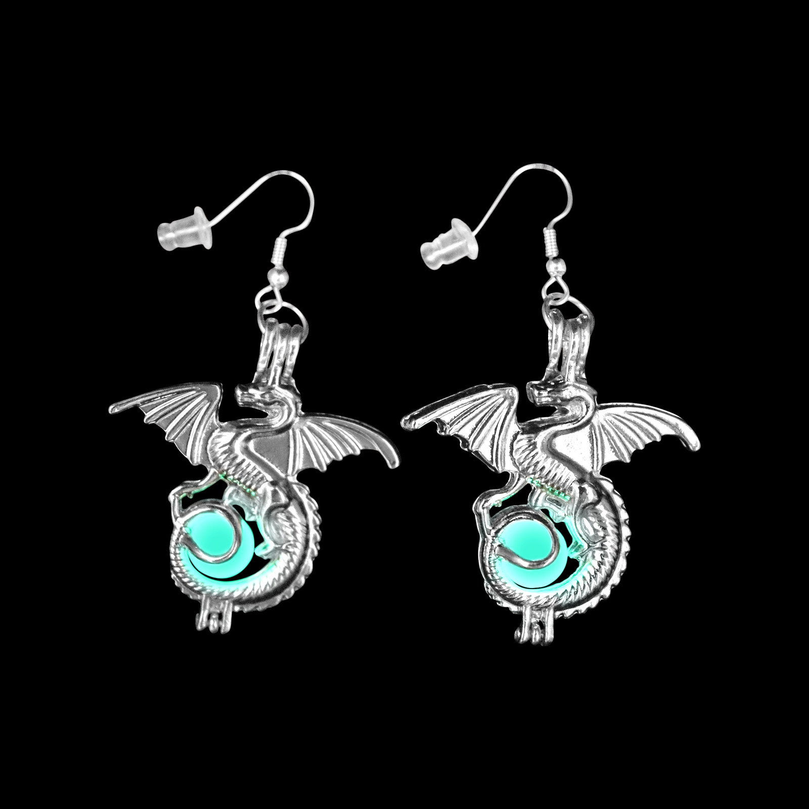AlterImage Fiery Winged Dragon Earrings Set Glow In The Dark 3 Luminous Jewelry