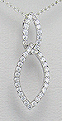 Solid Sterling Silver Infinity Twist CZ Pendant 30mm = 1.18″ Long 2.6g $