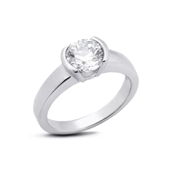 Solitaire Engagement Ring 14K Gold Classic Round 0.57 CT Lab-Grown Diamond E VS1