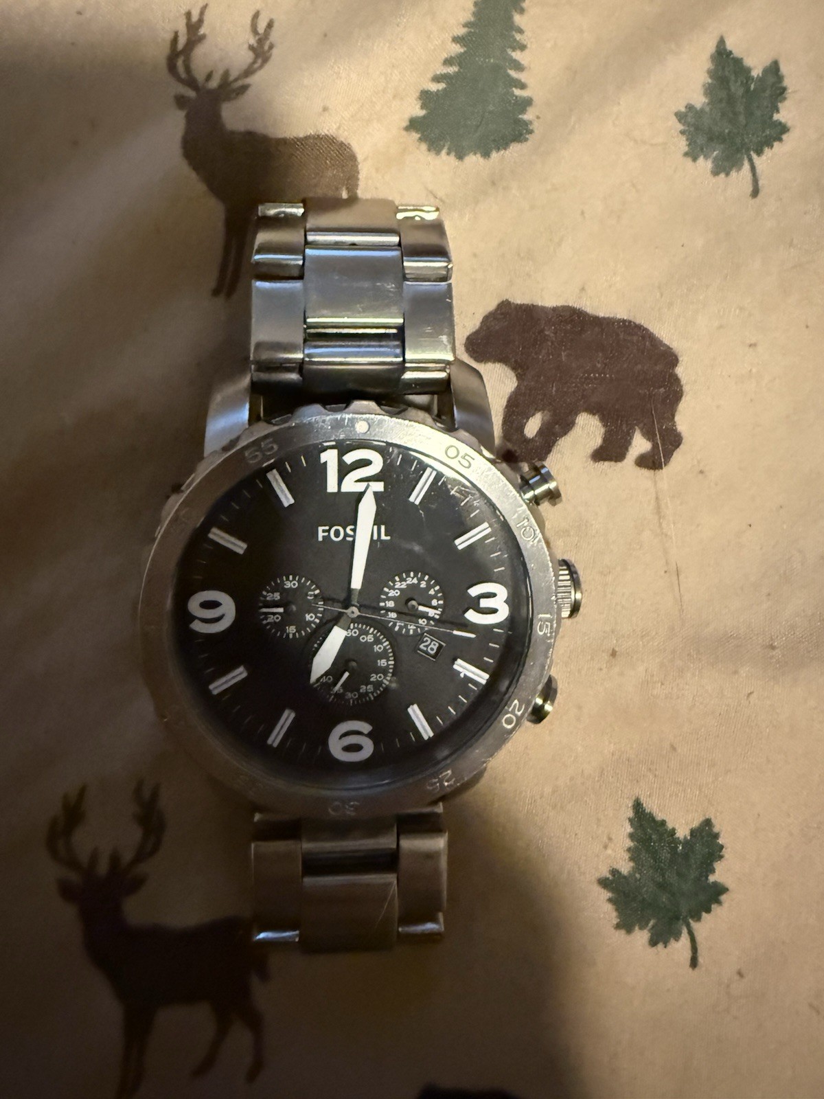 Fossil JR1353 Nate Chronograph Black Dial