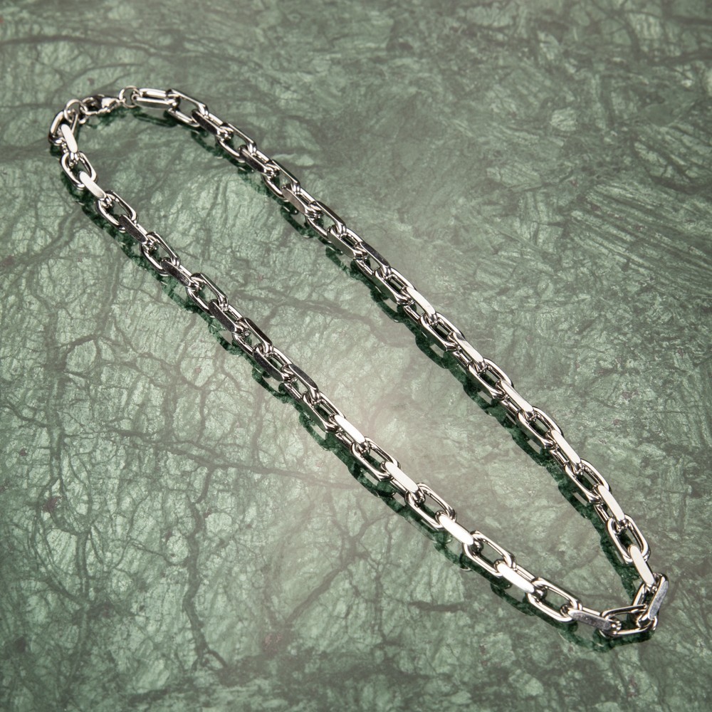 Solid White Gold Plated Heavy 316 Stainless Steel 8MM Hermes Link Chain