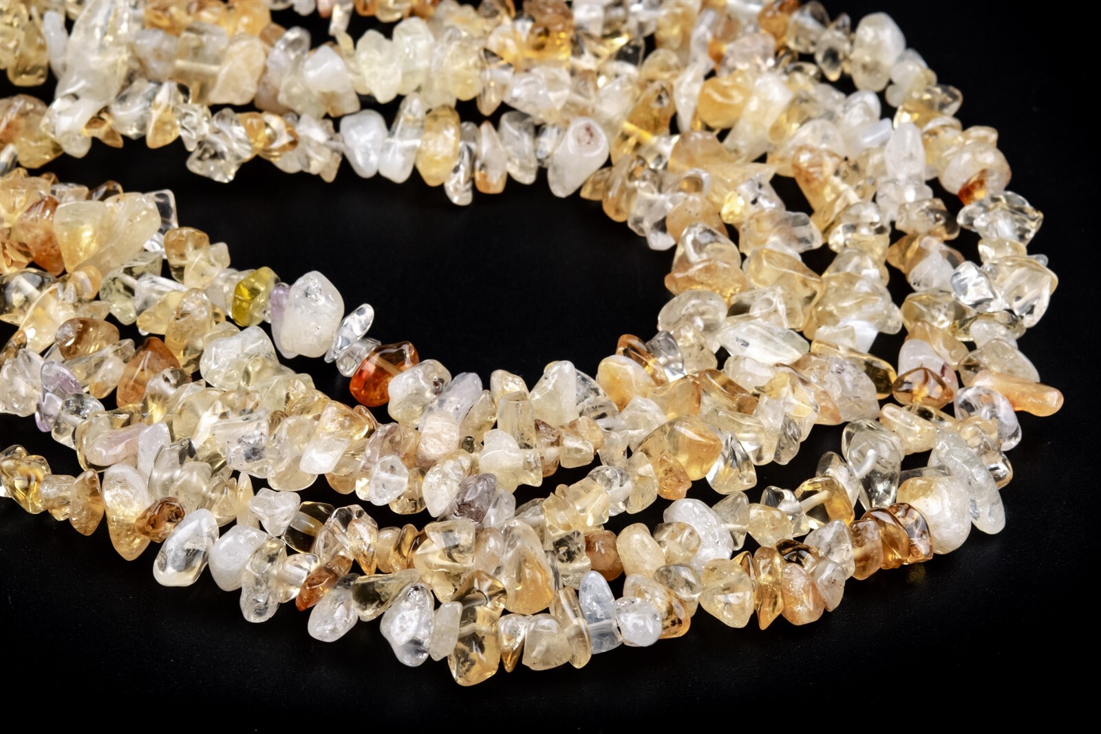 4-10MM Citrine Pebble Chips Grade A Genuine Natural Loose Beads 15.5″
