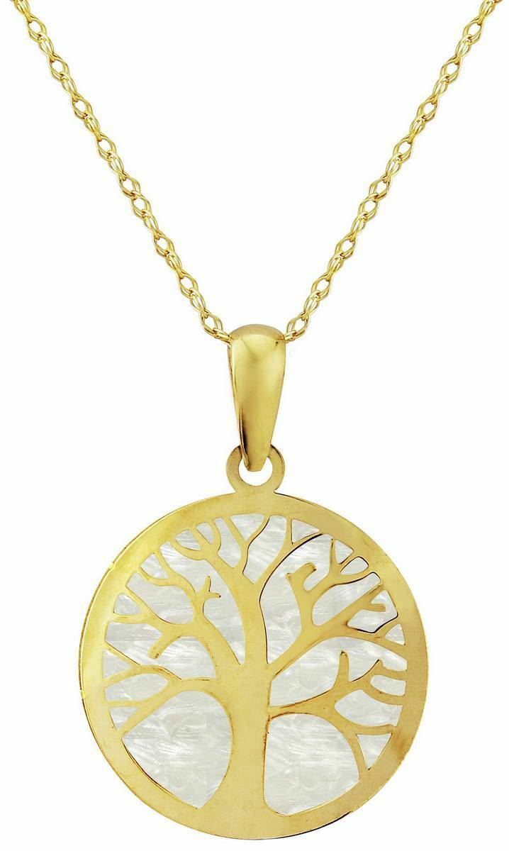 Mark Milton Womens Mother of Pearl Tree of Life Pendant – Yellow Gold