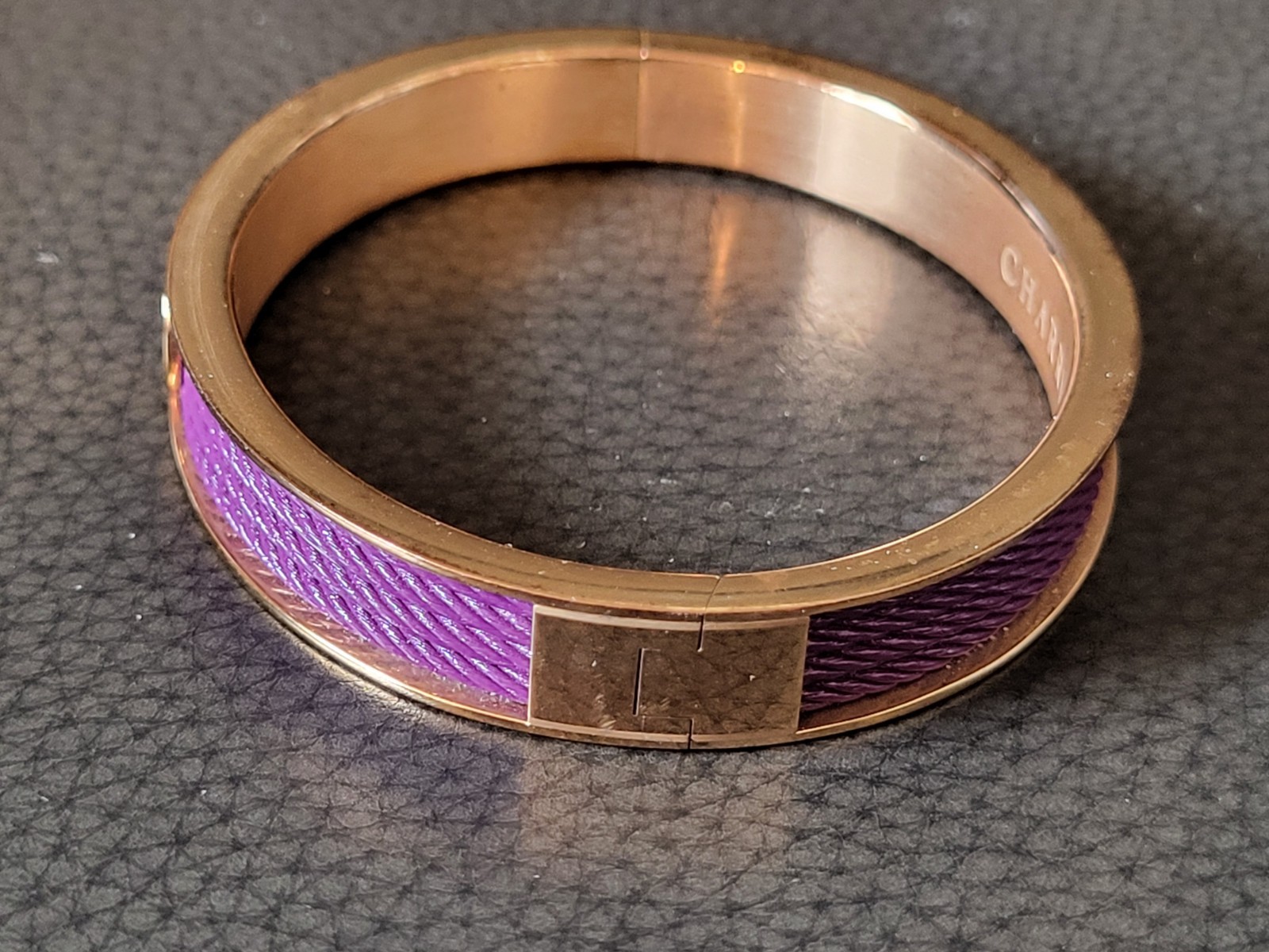 Charriol Forever Colors Plum Hinged Bangle Bracelet. With Box. Size L