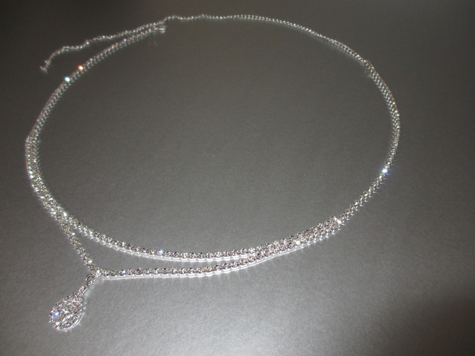 Rhinestone Belly Chain Crystal Pear Teardrop Pendant Waist Glam Belt SEXY Bling