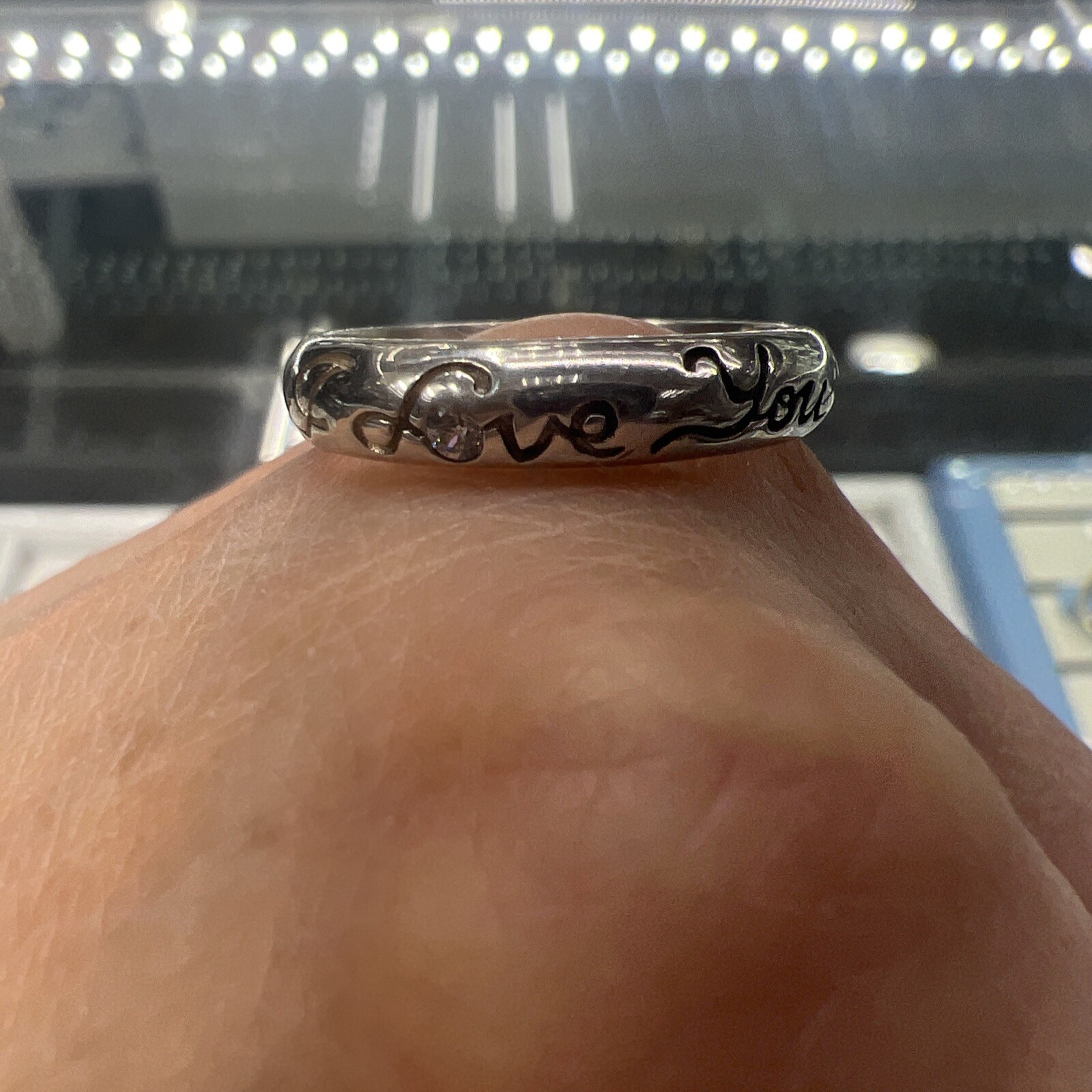 I Love You Ring Solid Sterling Silver 925 5mm Size 9 One CZ Stone