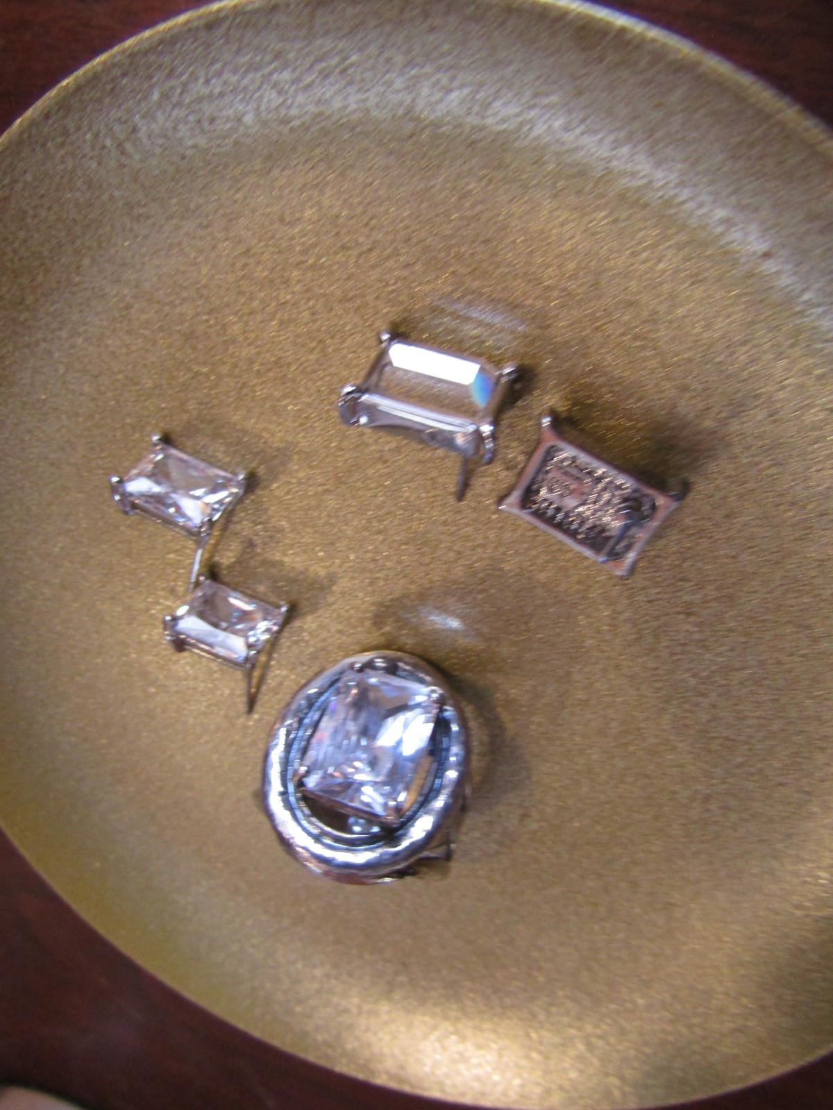 Large Cubic Zirconia Israel sterling ring size 10/2 pair earrings VGC