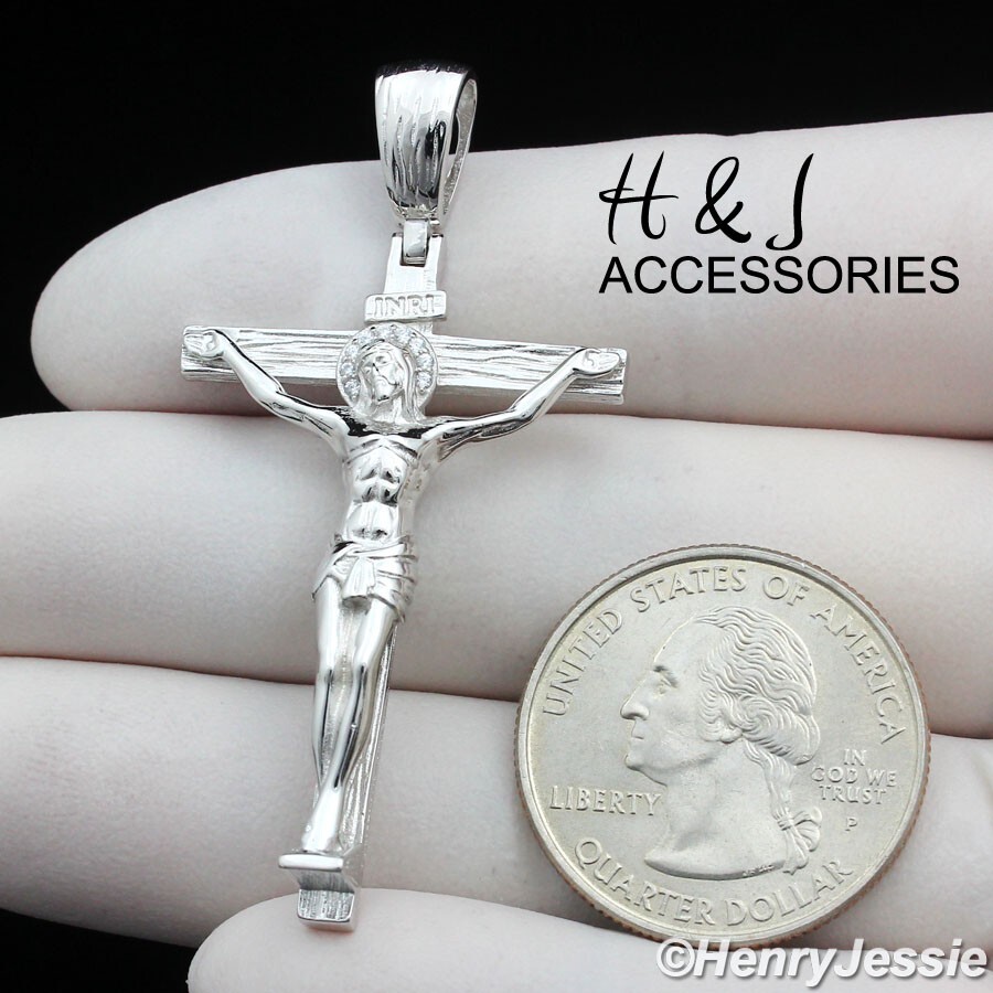 925 STERLING SILVER SIMPLE PLAIN JESUS CHRIST CROSS CRUCIFIX CHARM PENDANT*SP423