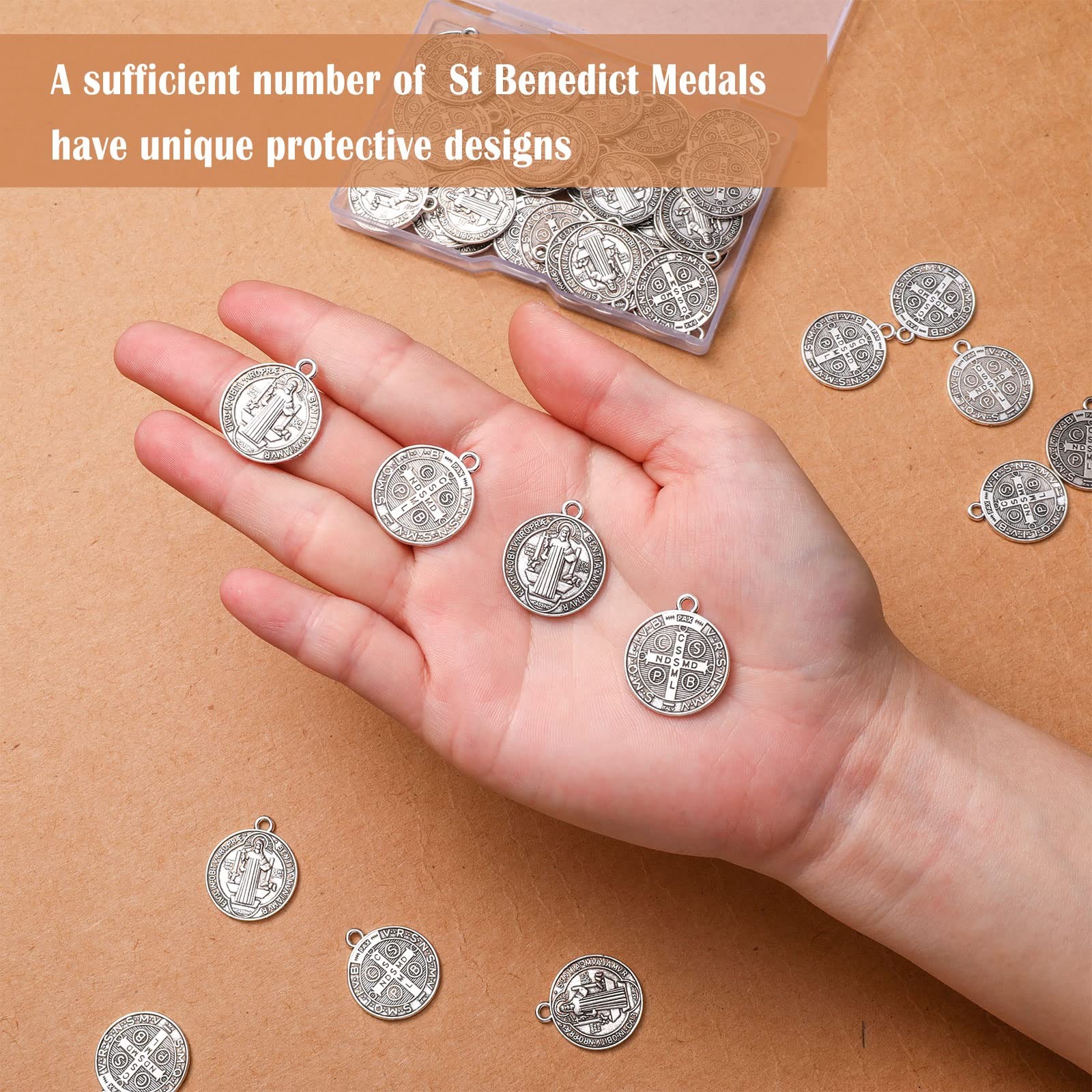 Tudomro 120 Pieces St Benedict Medals 0.94 x 0.79 x inches, silver