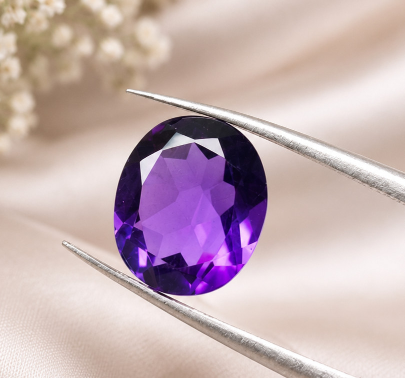 4CT Natural Purple Amethyst Oval Cut Loose Gemstone Rich Violet Faceted Gem