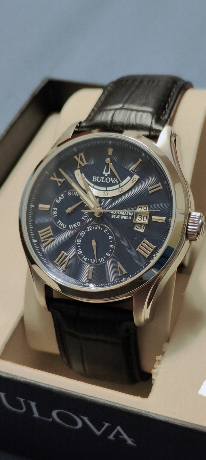 Bulova 96C142 Wilton 42mm Blue Dial Automatic 26 Jewels Sapphire Crystal Men’s.