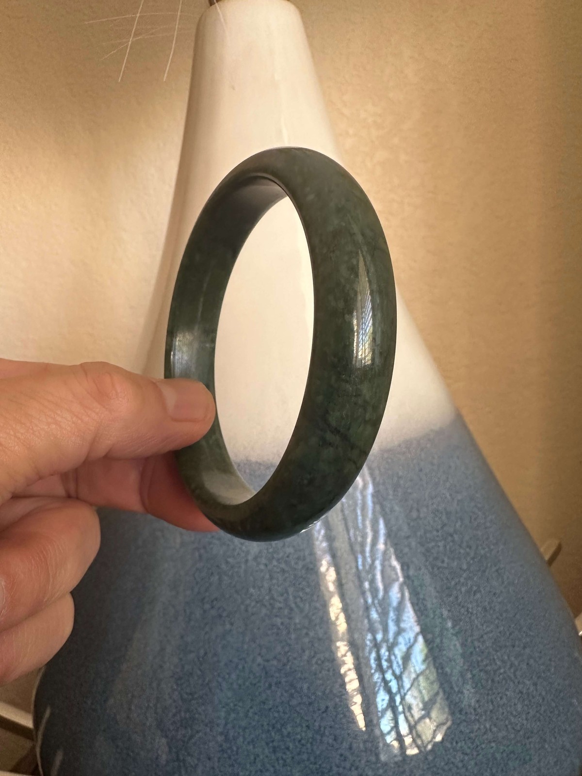 Gorgeous Natural Real Chinese Dark Green Jade Bangle Bracelet Jadeite Jade 65 mm