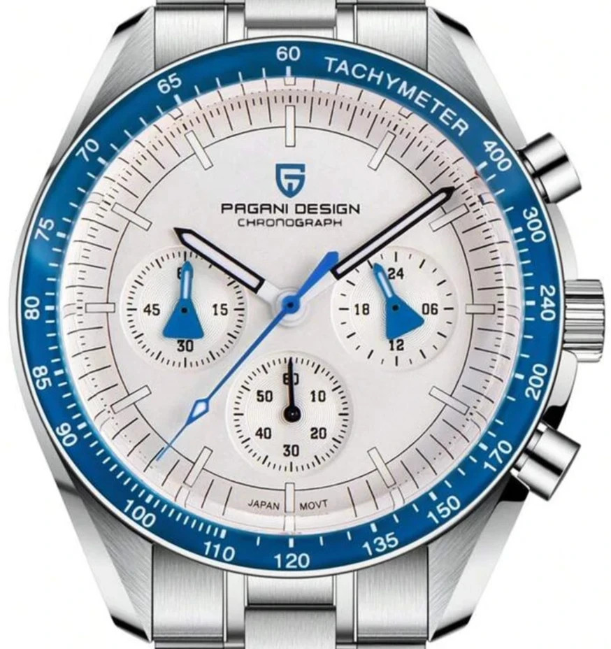Pagani Design 1701 42mm Moon Chronograph Lumin AR Sapphire Blue Bezel Seiko VH63