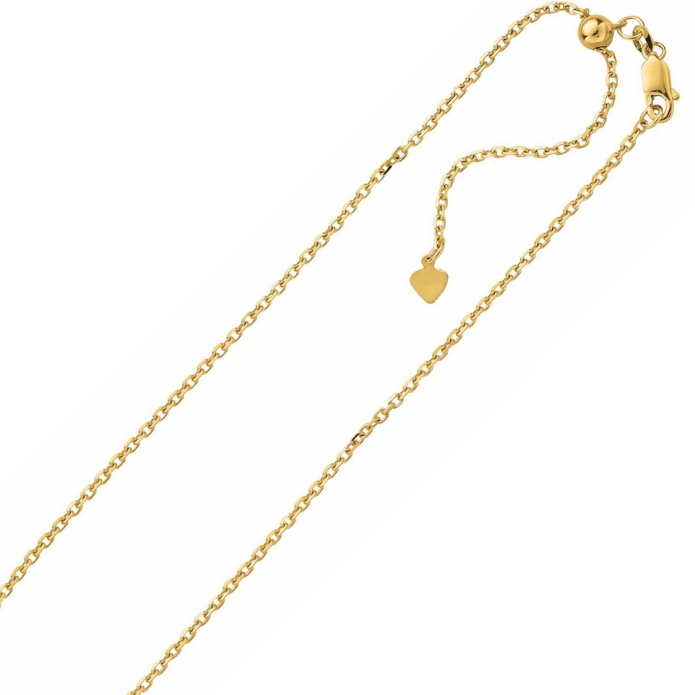 1.50mm Adjustable Cable Chain Necklace 14K Yellow Gold-Plated Silver Up To 22″