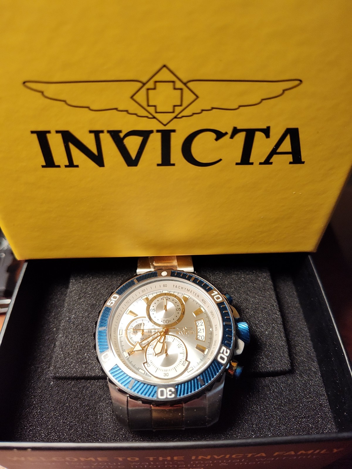 Invicta Men’s Japanese Chron/Tachymeter With Date With Blue Lume