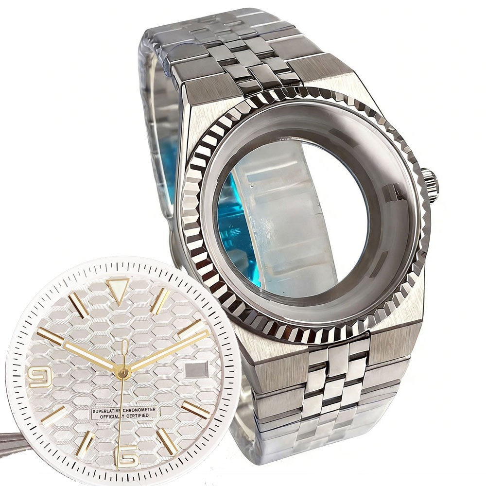 41mm Watch Case Bracelet Sapphire Fit NH35 NH36 NH38 for Land-Dweller 34mm Dial