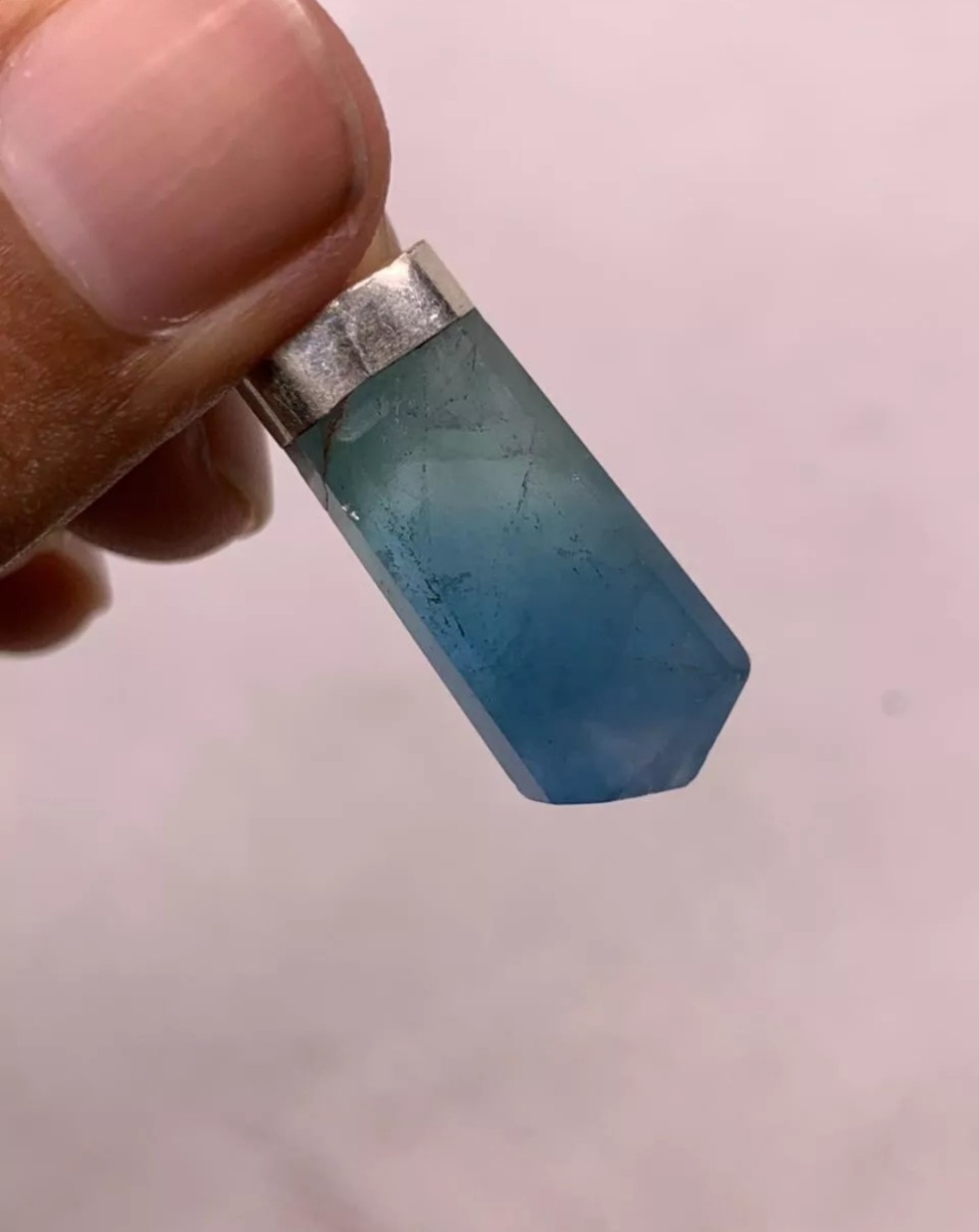 Top Quality Gemstone Blue Fluorite Pendant 925 Sterling Silver Pendant