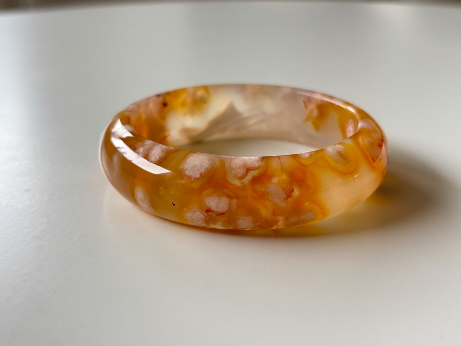 61mm Natural Cherry Blossom Agate Bangle Sakura Flower Quartz