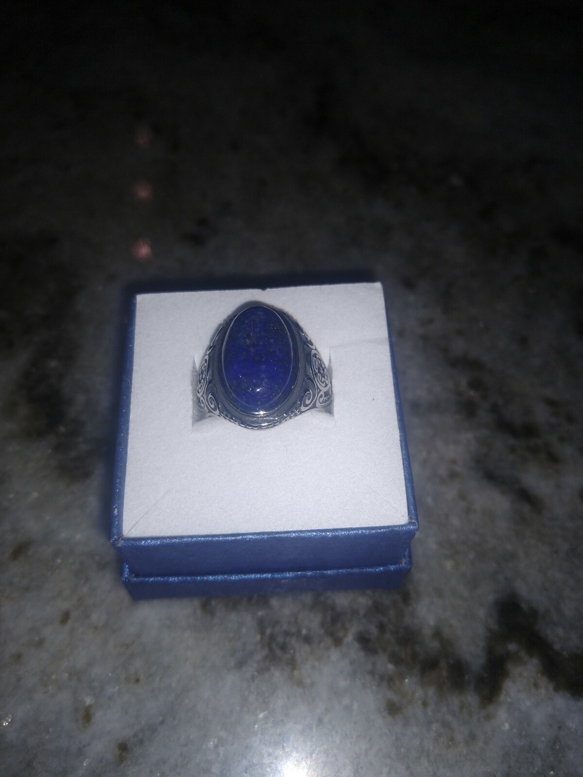 10.50 Cts of beautiful Lapis Lazuli in Ring in Stainless Steel (Size 9.0)