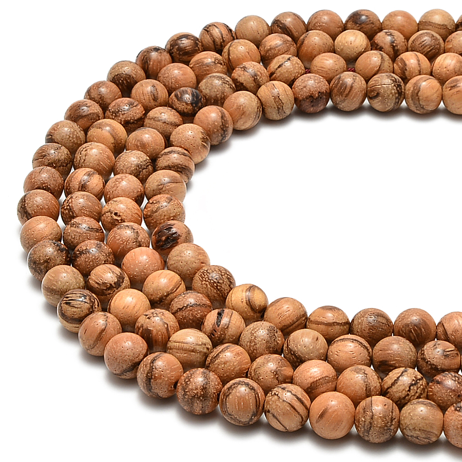 Light Brown Tiger Skin Sandalwood Smooth Round Beads 6mm 8mm 10mm 12mm 15.5′ Std
