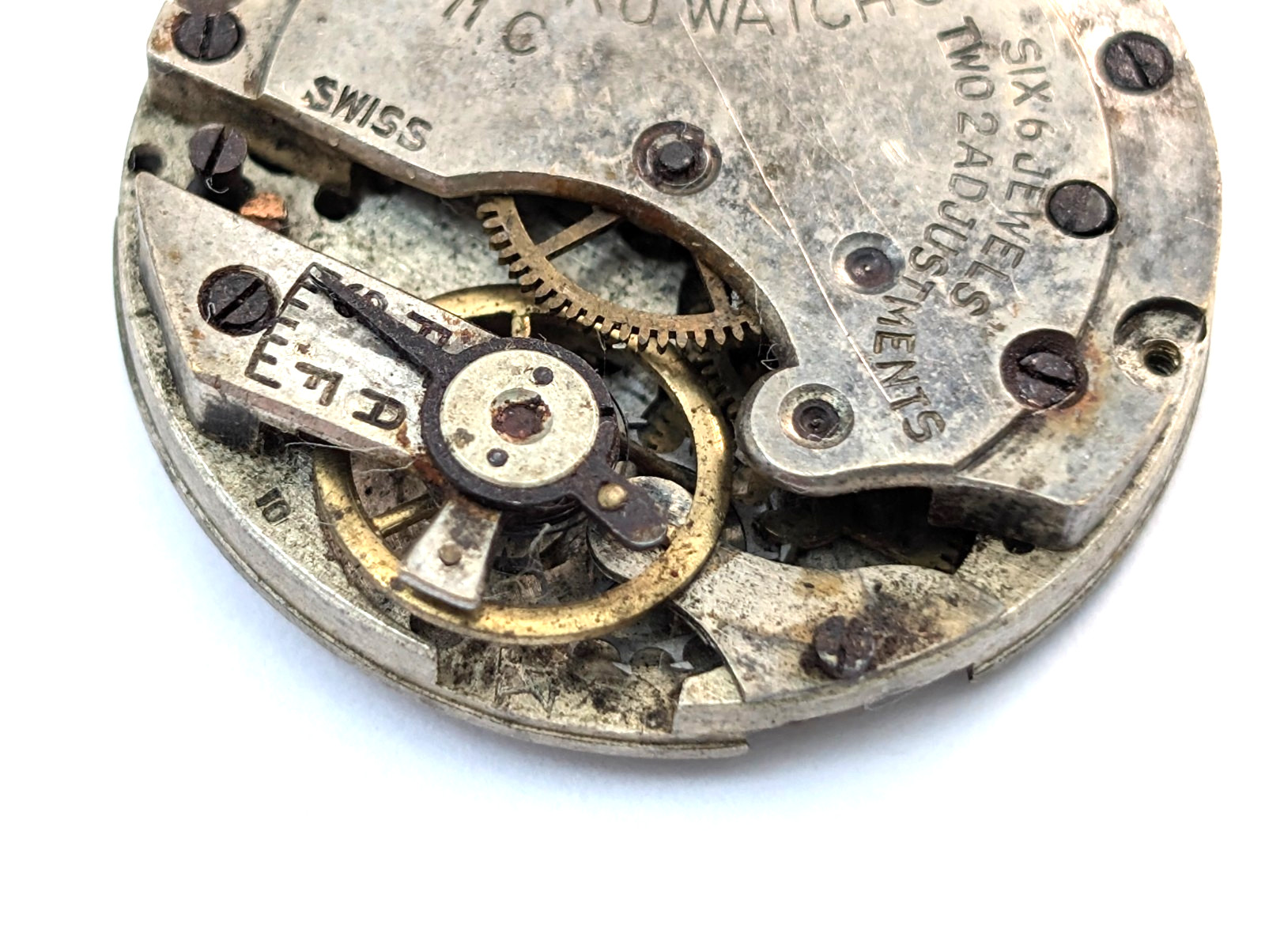 Vintage METRO 11C Chronometer 6j Art Deco 24mm Swiss Watch Movement PARTS REPAIR