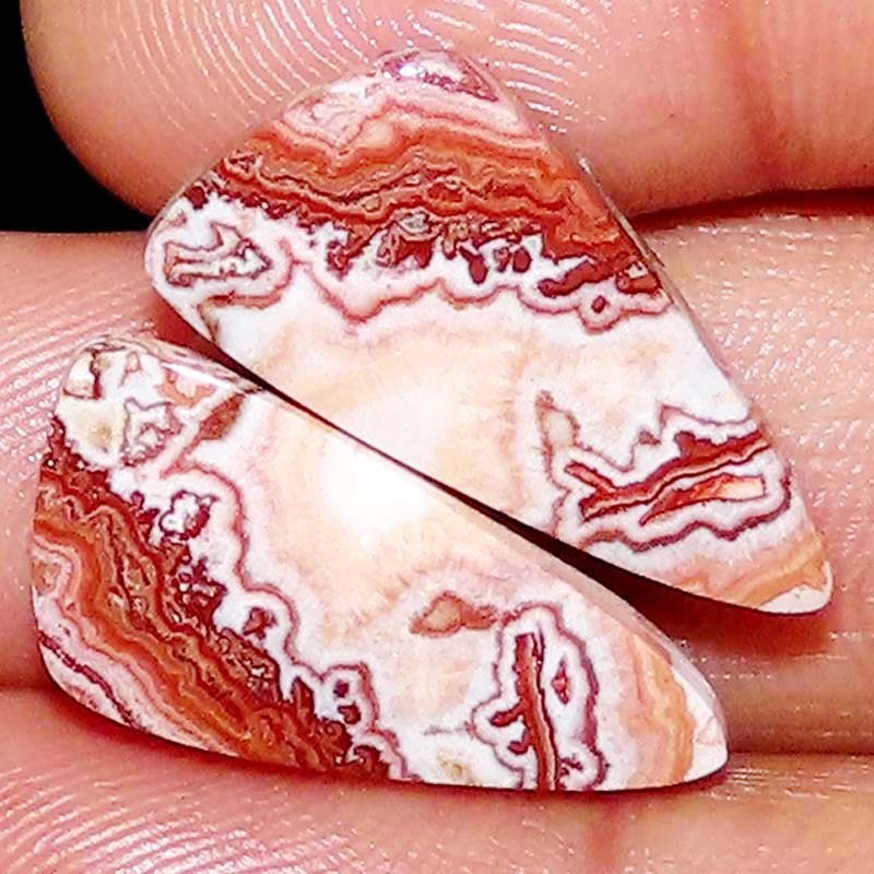 100% Natural rosetta jasper Pair Cabochon 24.75CT 12X26X4mm Fancy Shape Gemstone