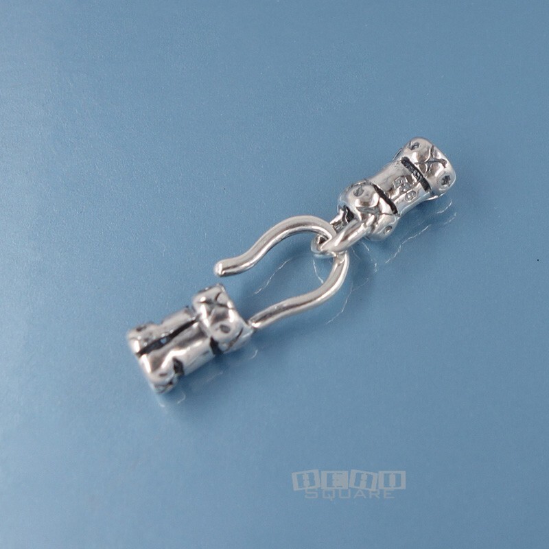 Antiqued Sterling Silver Tube Cord End Crimp Cap, Hook and Eye Clasp #33210