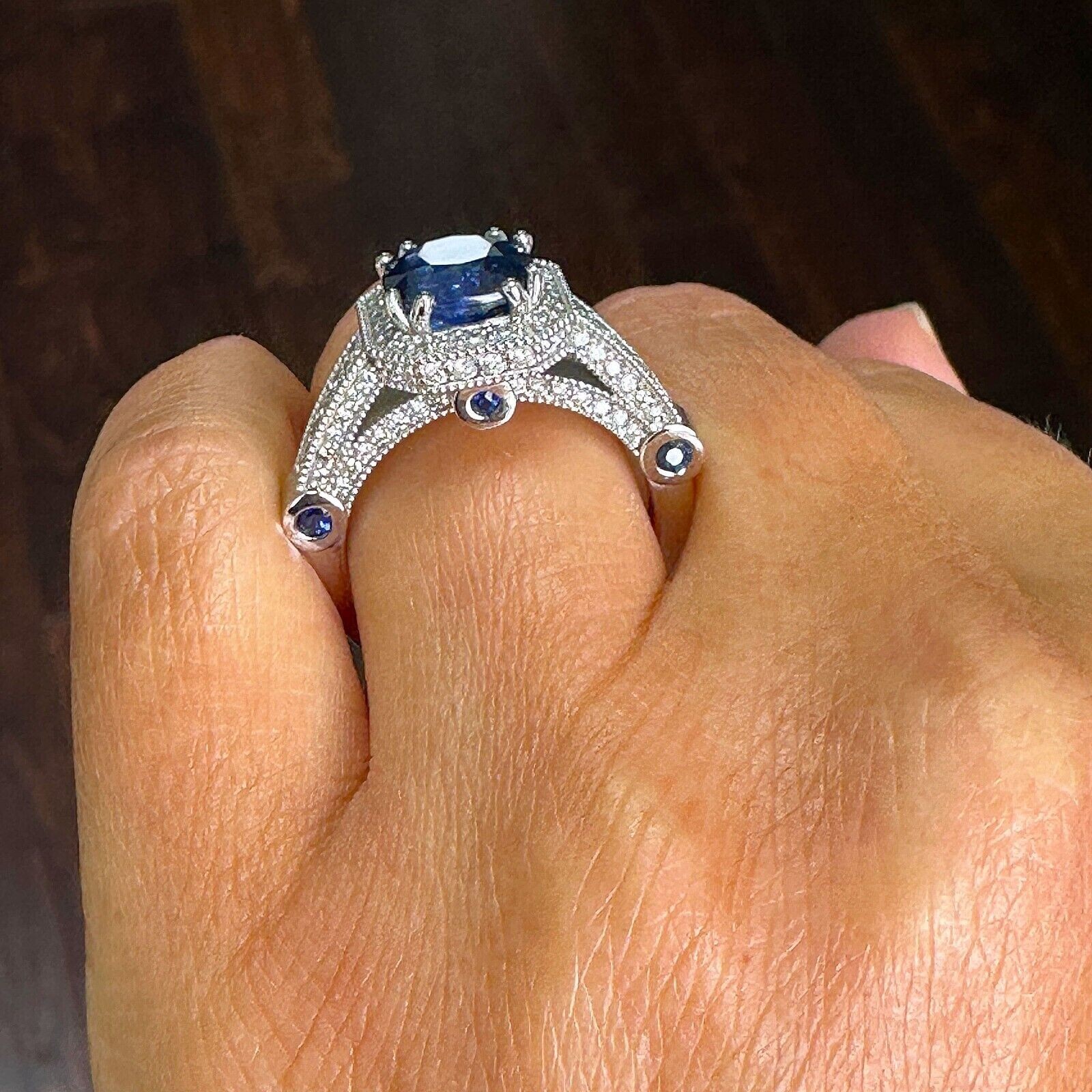 14k White Gold Plated In 2Ct Round Cut Simulated Sapphire Women’s Stunning Ring