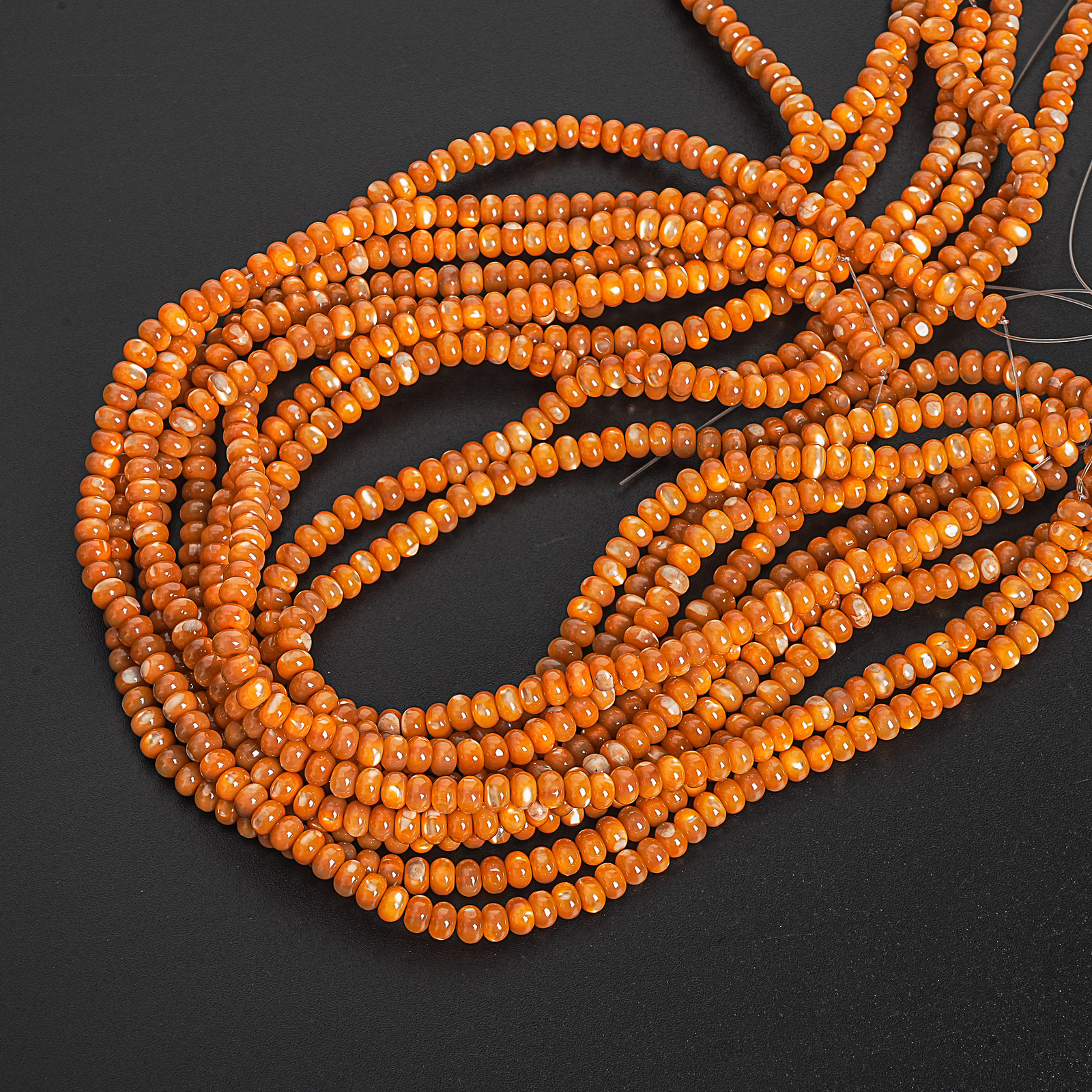 6X4MM Genuine Natural Orange Trochidae Shell Bead Grade AAA Rondelle Loose Beads