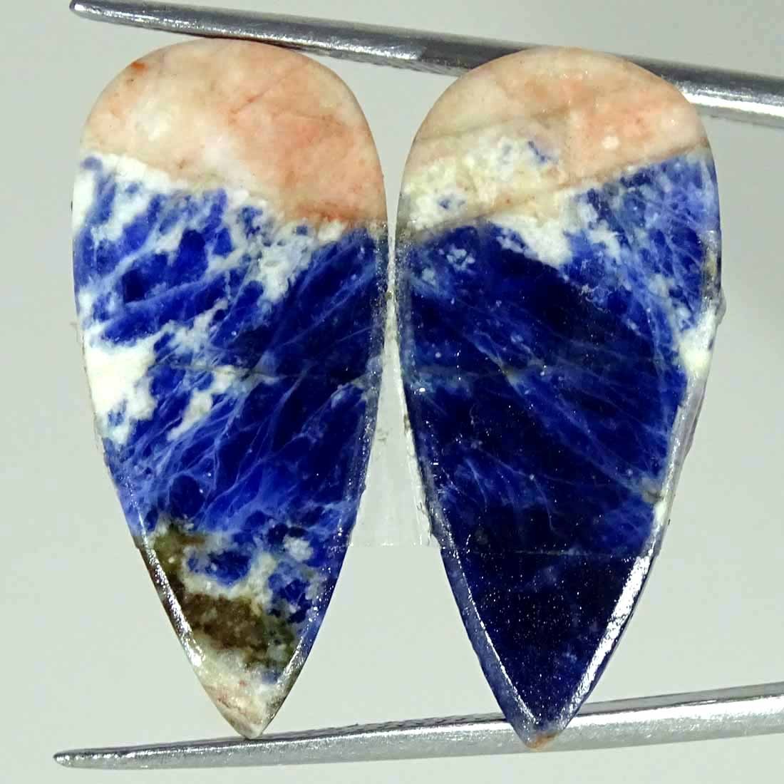 20.50Cts Natural Sodalite Pair Pear Cabochon Loose Gemstone