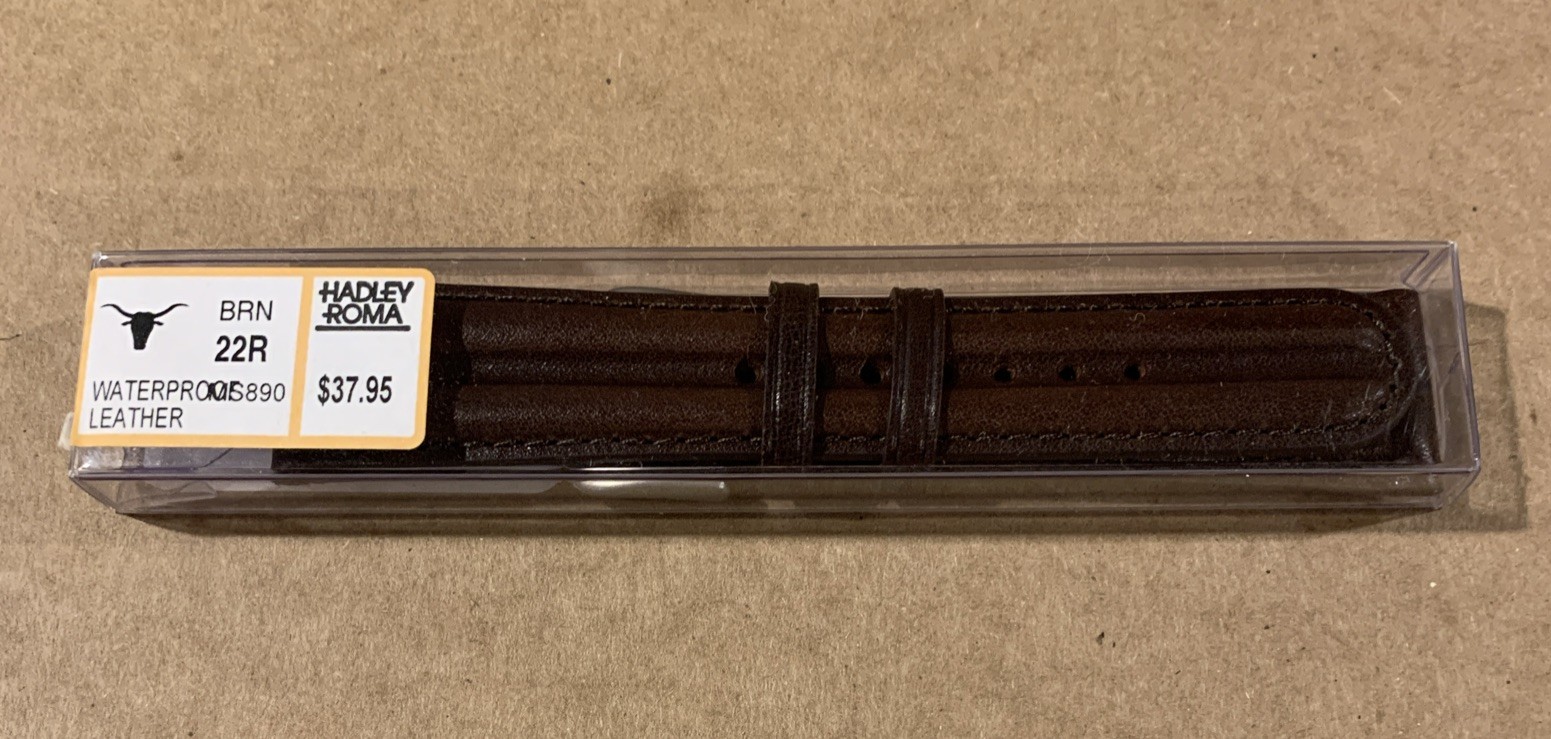 22mm Hadley Roma Waterproof Western Leather Watch Band – Brown – MS890