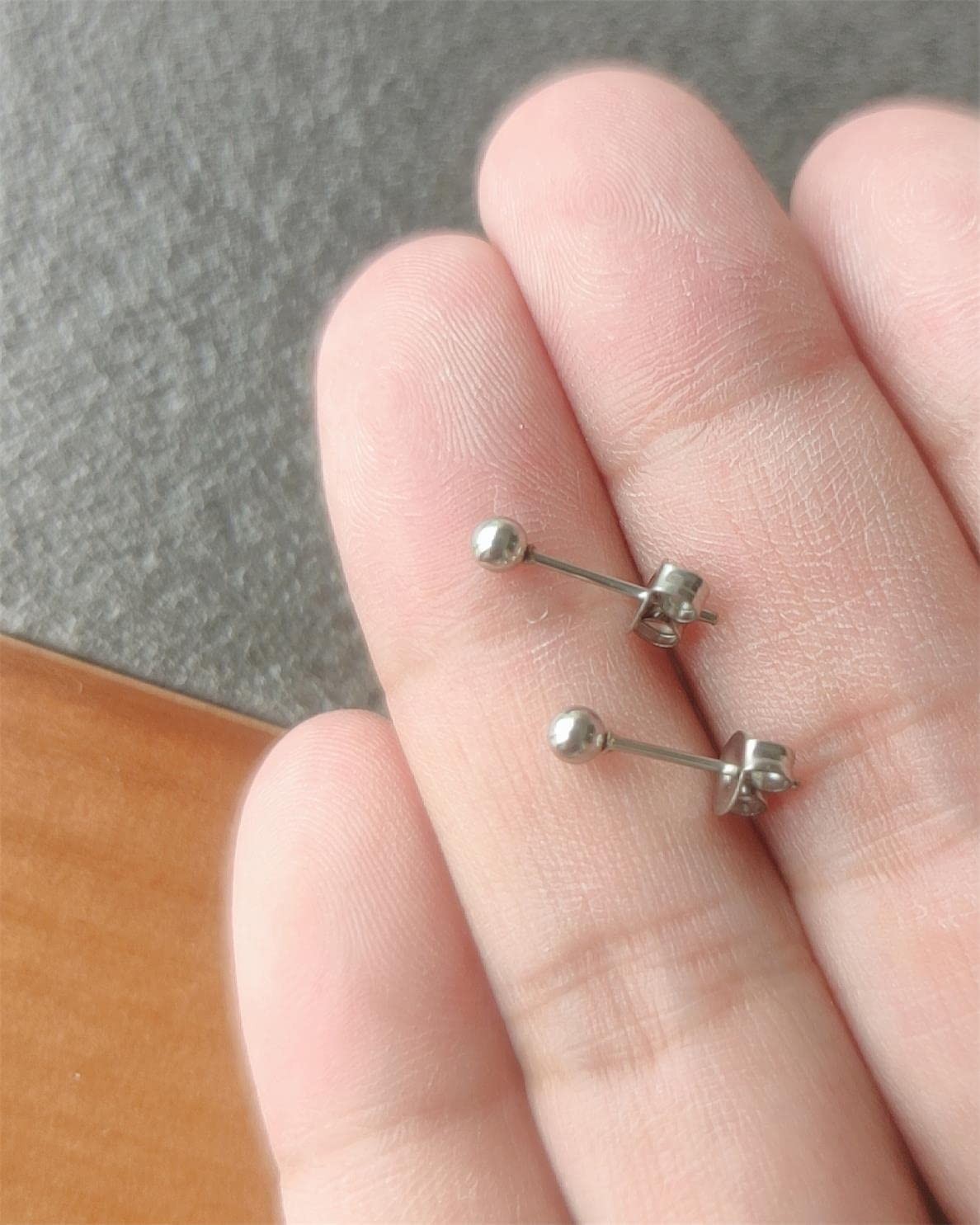3mm Silver Ball Stud Earrings for Women, Small Silver Stud Earrings Tiny Metal S