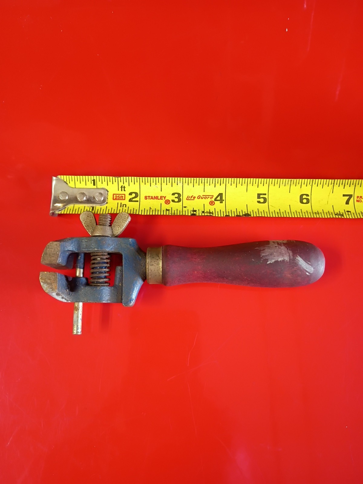 Vintage Hand Held Jewelers/Gunsmith/Watch Makers Vise Wood Handle