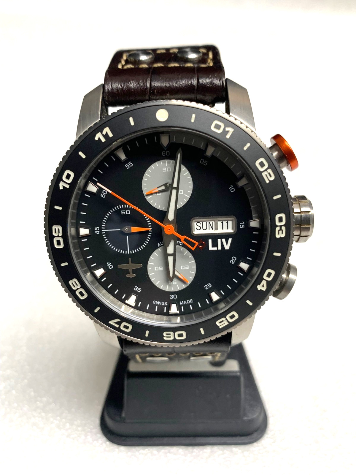 LIV Men’s P-51 Big Pilot Full Titanium Black/ Gray Automatic 46mm Watch 130/500