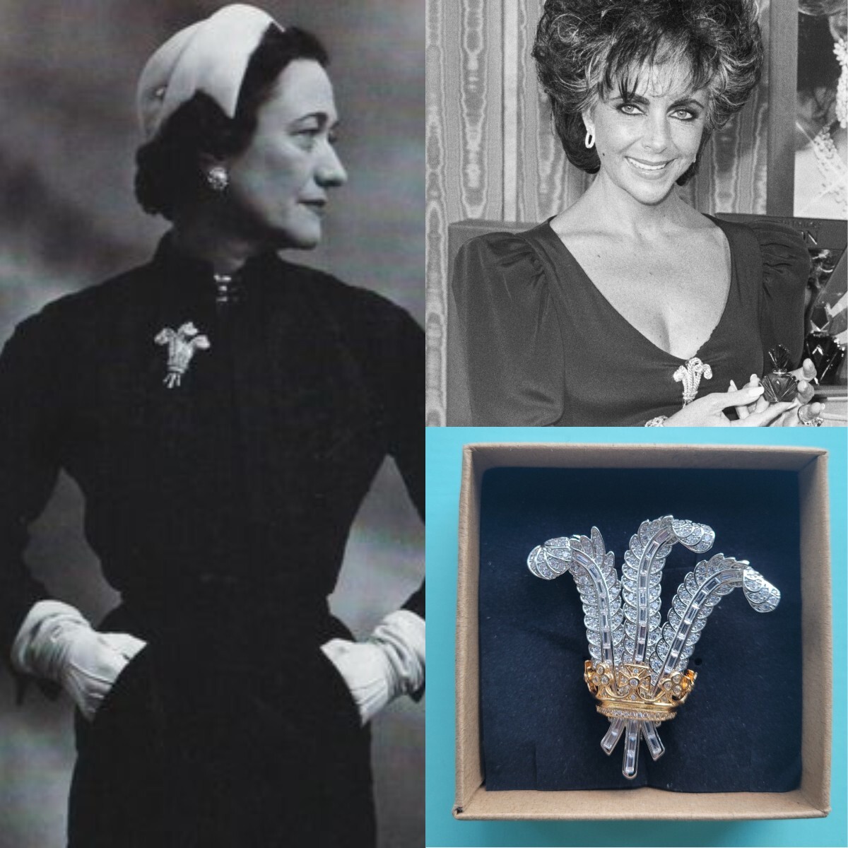 Duchess of Windsors Prince of Wales brooch, Elizabeth Taylor,royal, Gift