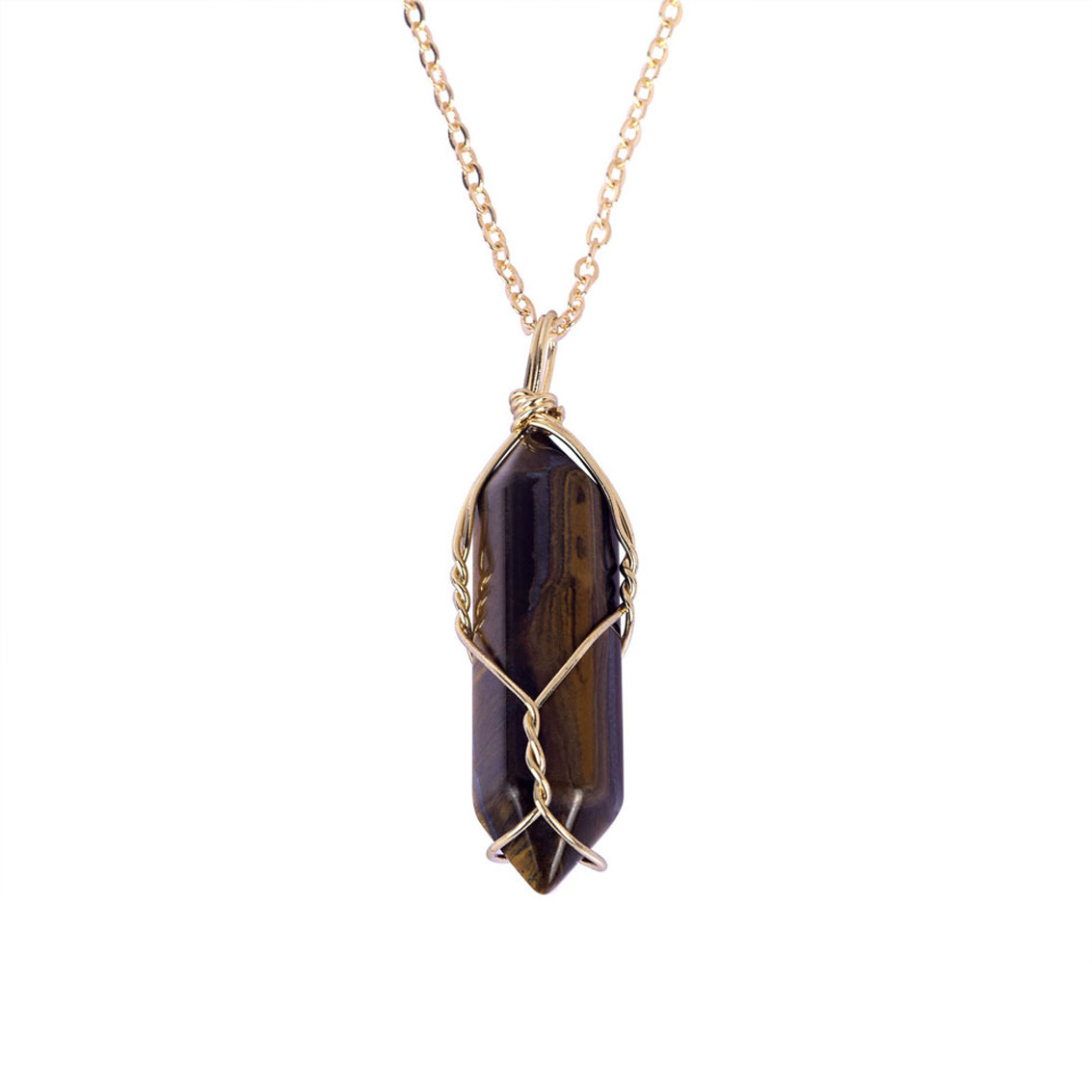 1Pc Natural Chakra Crystal Hexagonal Pendant Necklace Healing Quartz Gemstone