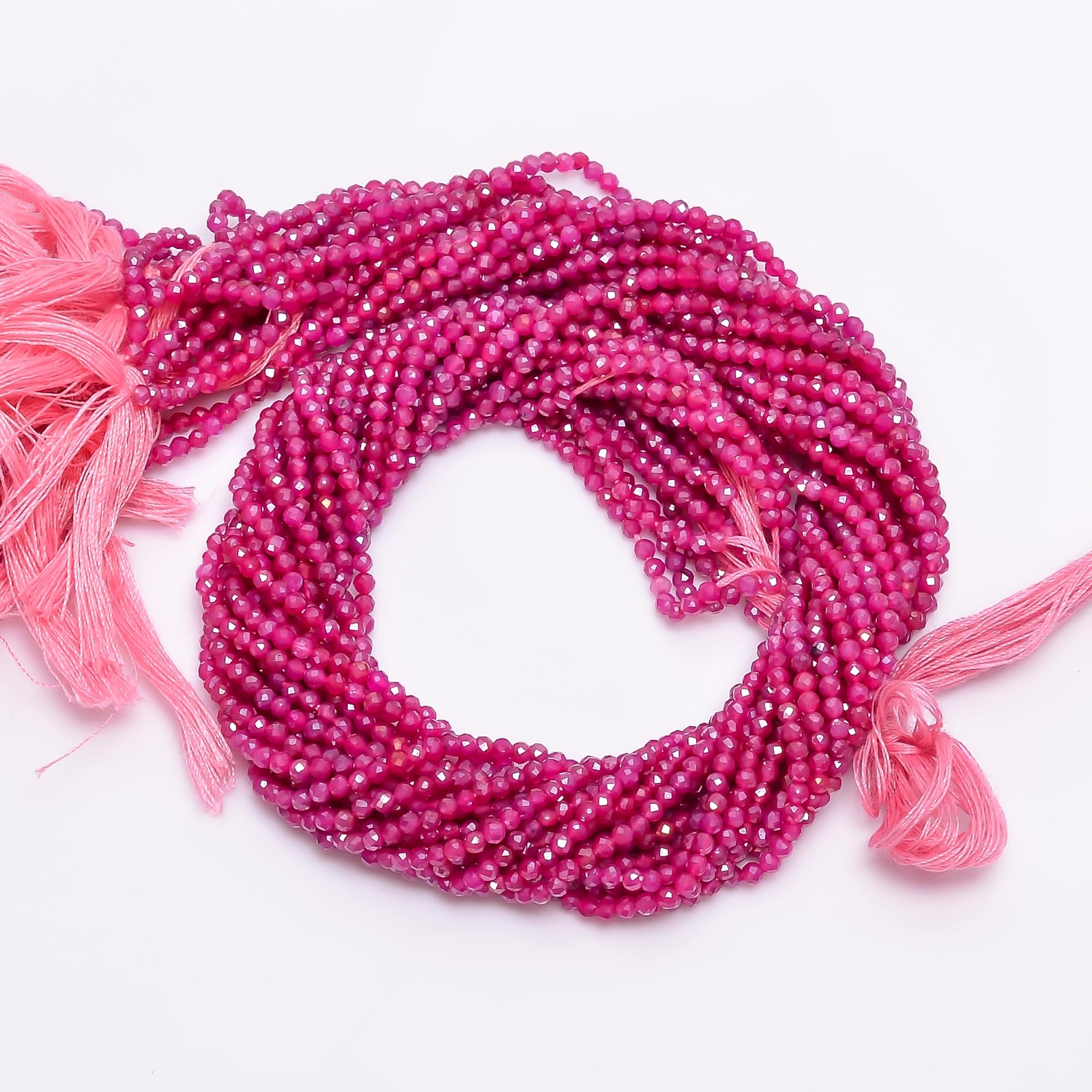 Natural Pink Sillimanite Gemstone Round Israel Cut Beads 2.5 mm Strand 13″ EB-99