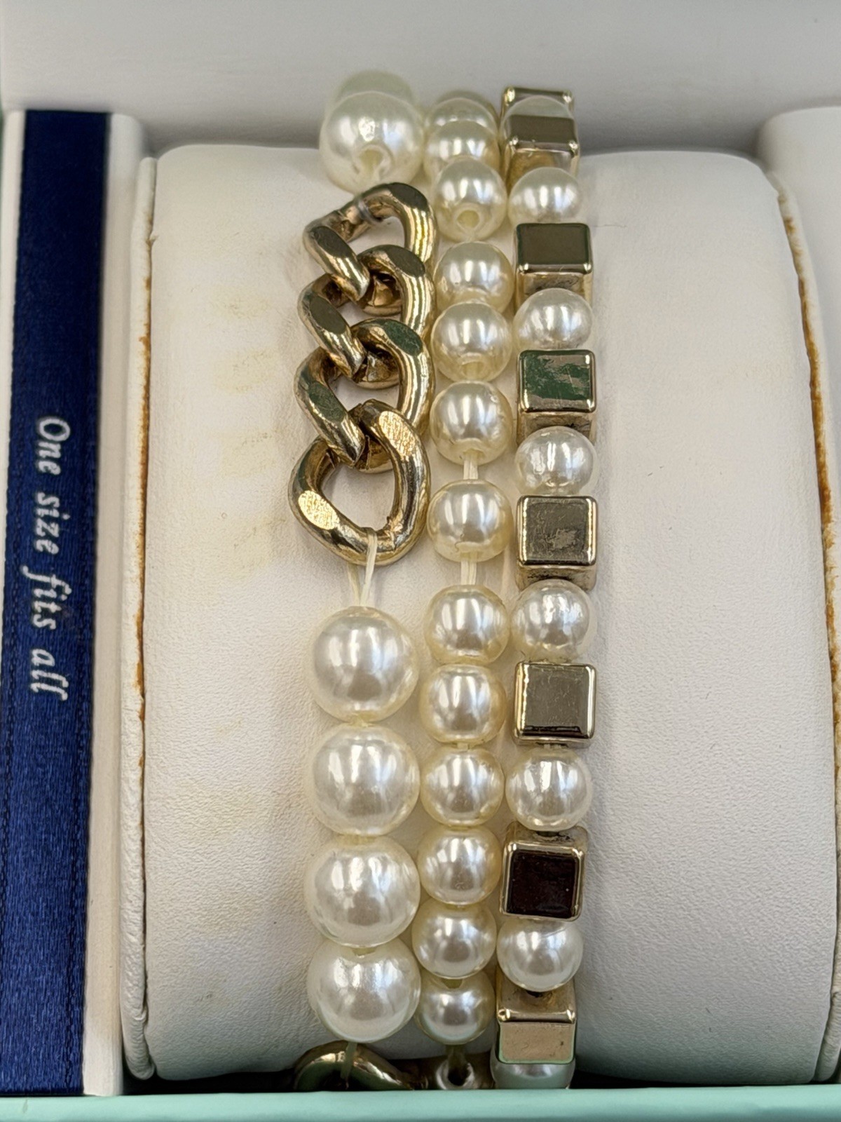 Lovita Bracelet Bundle Cross Infinity Love Pearl Gold Tone Stack Stretch Gift