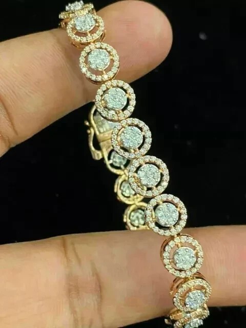 12 Ctw Round Cut Created Diamond Women’s Tennis Bracelet 14K Yellow Gold Plated