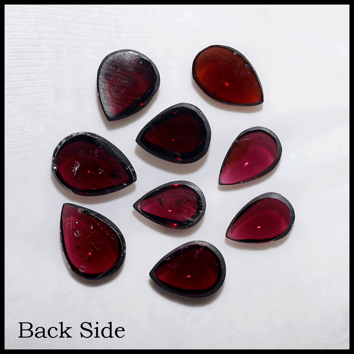 Crimson Teardrops~ 9 PC Natural Rhodonite Garnet 11.8mm-14mm Cabochon Gemstones