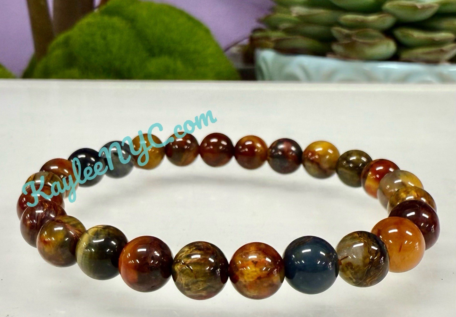 Wholesale 6 Pcs 7mm Pietersite Natural Crystal Healing Stretch Bracelet 7.5″